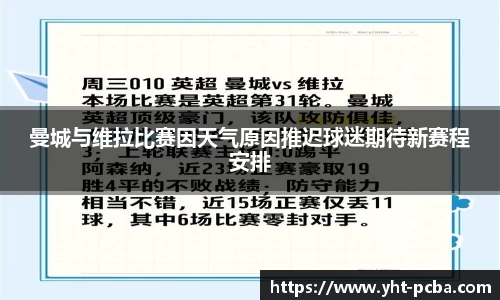 曼城与维拉比赛因天气原因推迟球迷期待新赛程安排